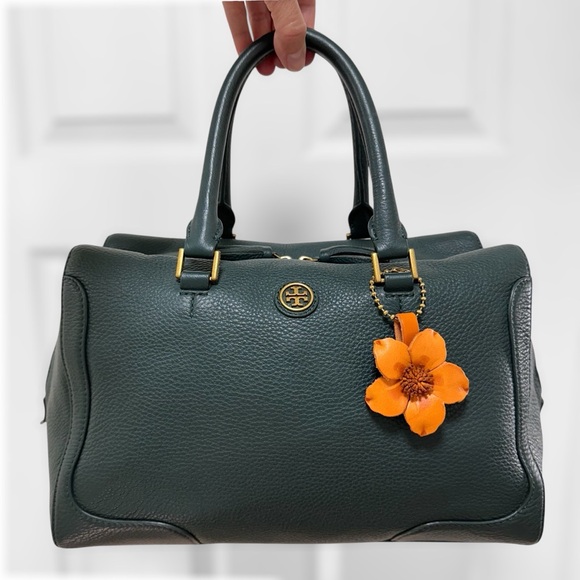 Tory Burch Handbags - Tory Burch Pebbled Leather Satchel Deep Emerald Green